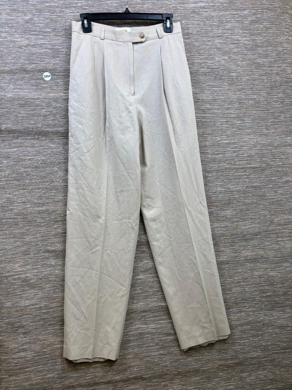 Vintage Talbots Wool Dress Pants Womens Size 10 Beige Pleated High Rise Stretch